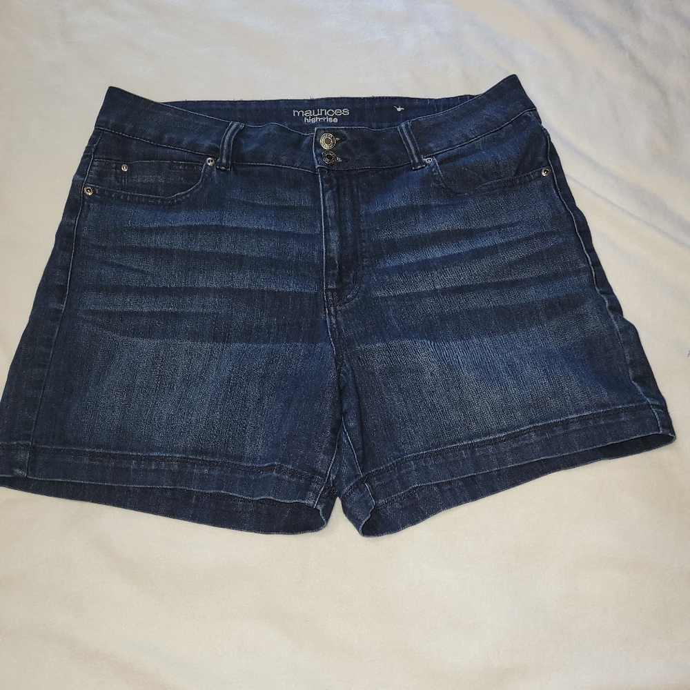 High rise denim shorts